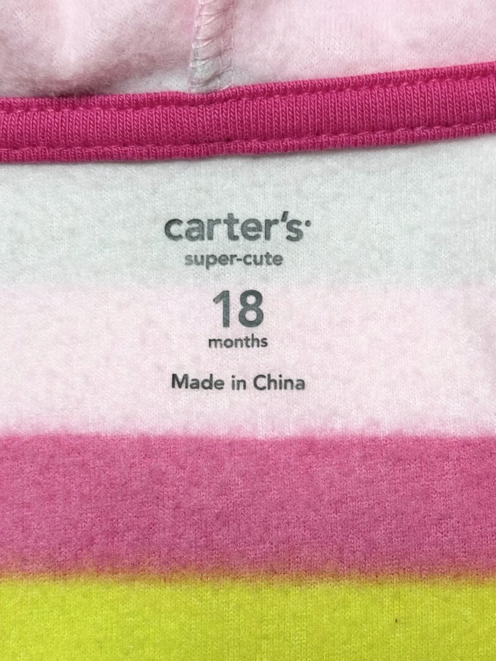 Carter’s Fleece Striped Hooded Bunny Appliqué Romper 18M